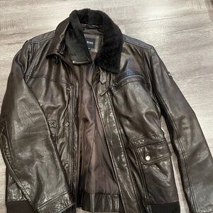 Hugo Boss Chocolate Leather Bomber